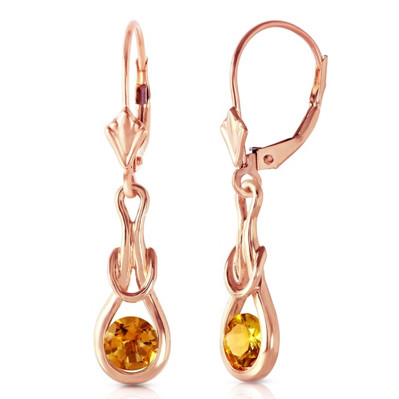 14K. GOLD LEVER BACK EARRINGS WITH NATURAL CITRINE